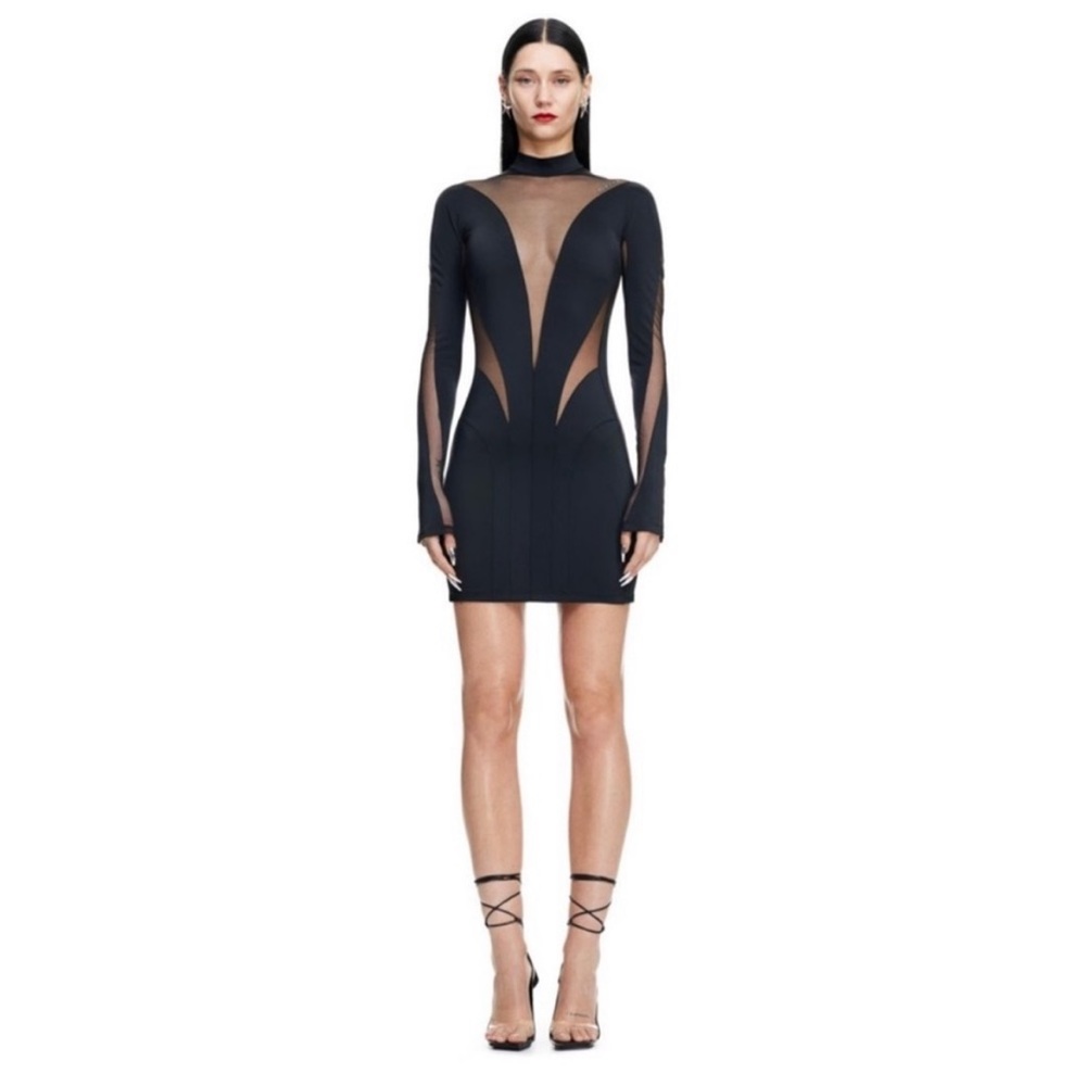 H&M x Mugler mesh-paneled mini dress